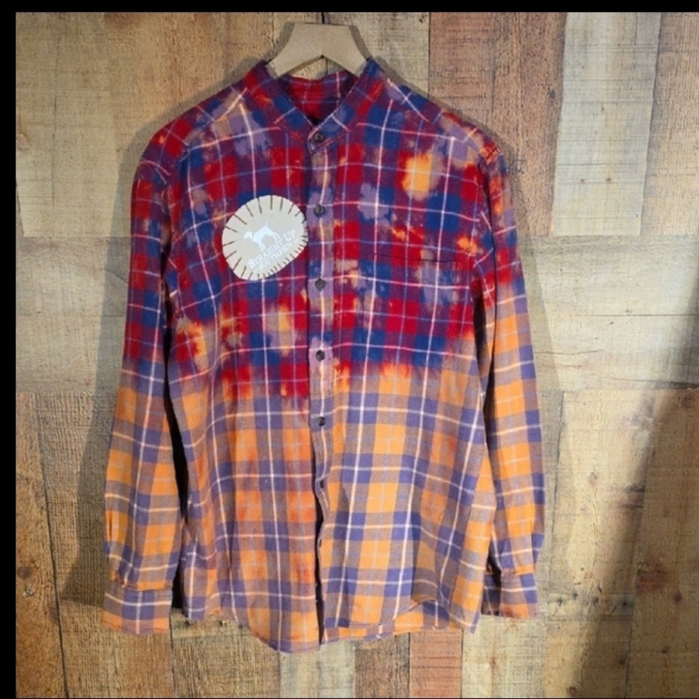 Upcycled Plaid Red And Orange Shirt - Picture 8 of 8